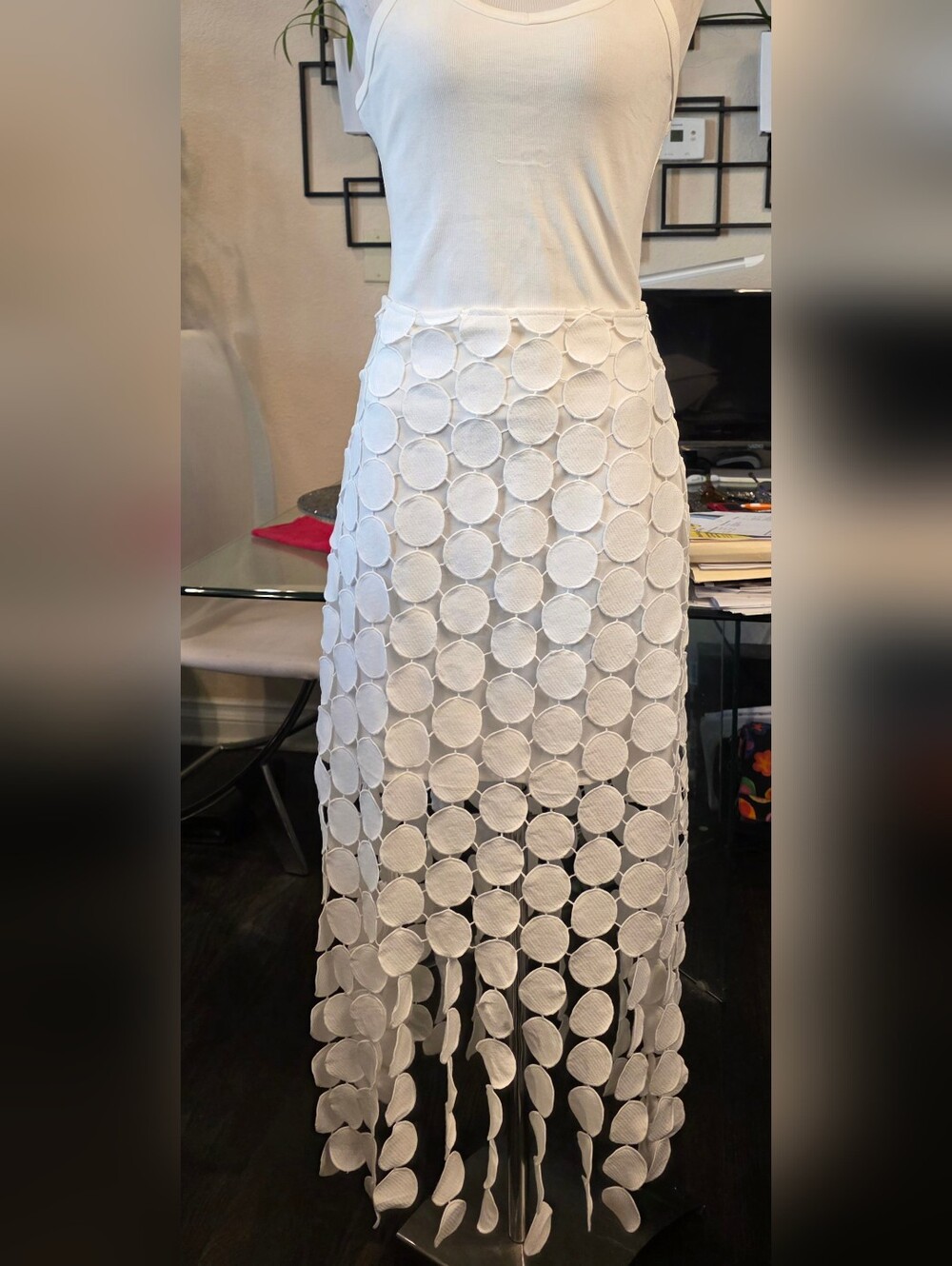White Anewsta Circle Applique Skirt Size M